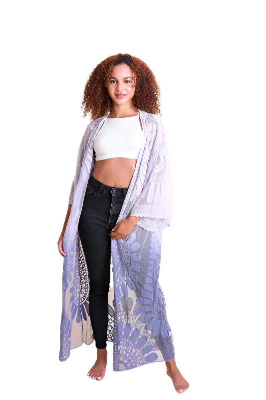 TEEK - Ombre Bohemian Lace Kimono SHAWL TEEK FG Periwinkle  