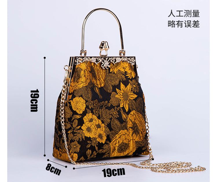 TEEK - Top Handle  Chain Floral Handbag BAG theteekdotcom   