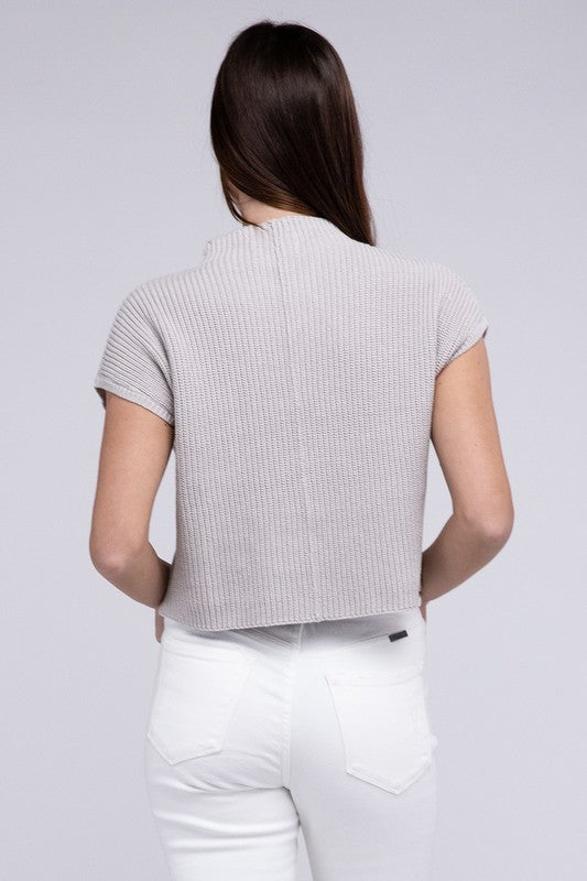 TEEK - Mock Neck Short Sleeve Cropped Sweater SWEATER TEEK FG   