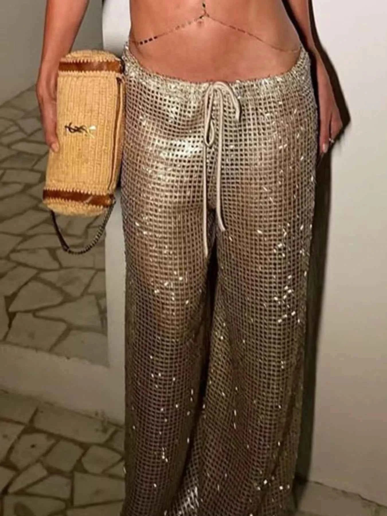 Drawstring Wide Leg Pants Trendsi