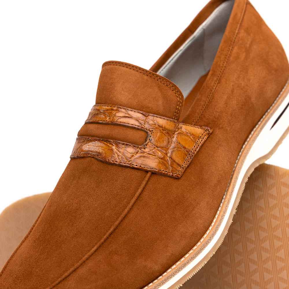11-020-CGN MEO 3 Sueded Goatskin Penny Loafer, Cognac Shop TEEK ZI