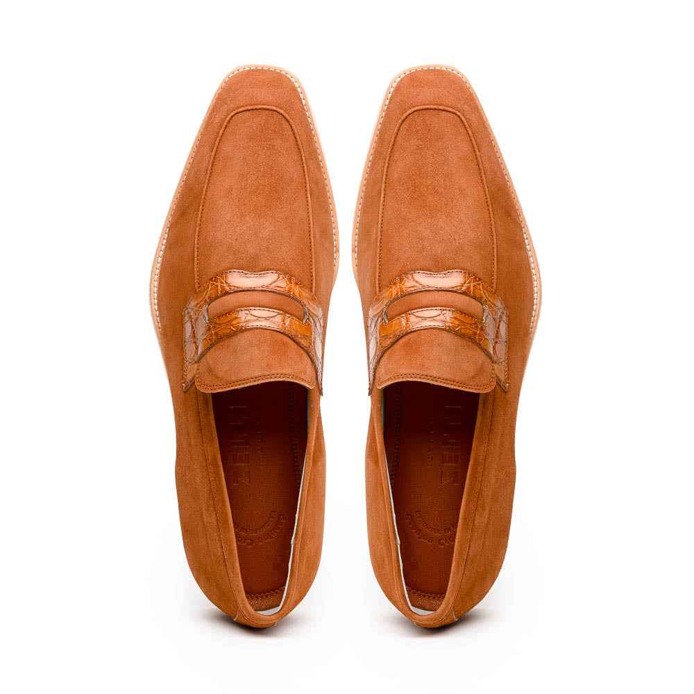 11-020-CGN MEO 3 Sueded Goatskin Penny Loafer, Cognac Shop TEEK ZI