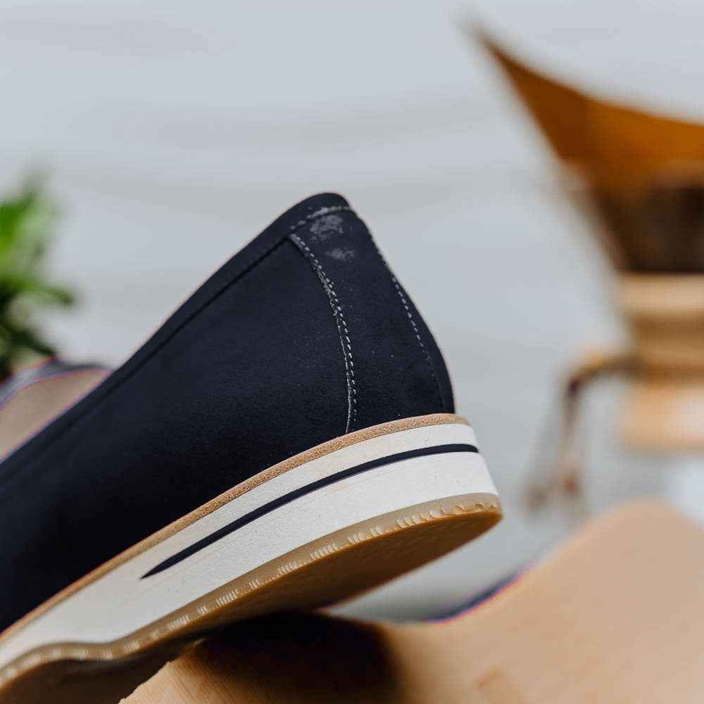 11-020-NVY MEO 3 Sueded Goatskin Penny Loafer, Navy Shop TEEK ZI