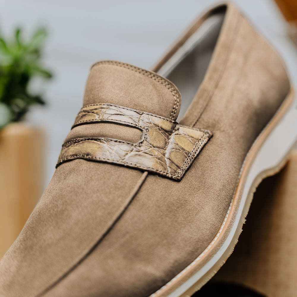 TEEK - 11-020-TPE MEO 3 Sueded Goatskin Penny Loafer, Taupe Shop TEEK ZI