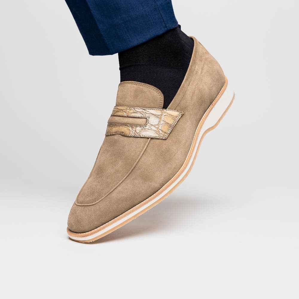 TEEK - 11-020-TPE MEO 3 Sueded Goatskin Penny Loafer, Taupe Shop TEEK ZI