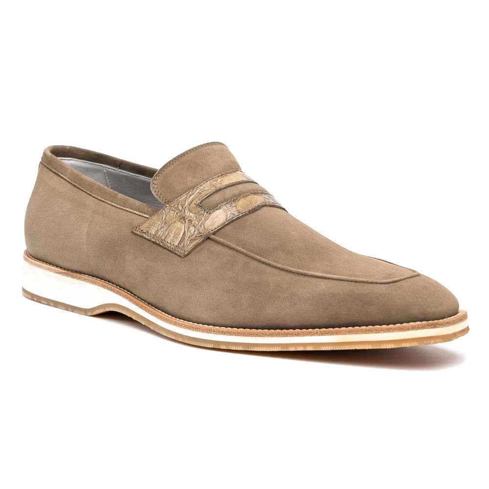 TEEK - 11-020-TPE MEO 3 Sueded Goatskin Penny Loafer, Taupe Shop TEEK ZI Taupe 8.5 M