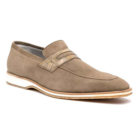 TEEK - 11-020-TPE MEO 3 Sueded Goatskin Penny Loafer, Taupe Shop TEEK ZI Taupe 8.5 M