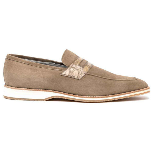 TEEK - 11-020-TPE MEO 3 Sueded Goatskin Penny Loafer, Taupe Shop TEEK ZI