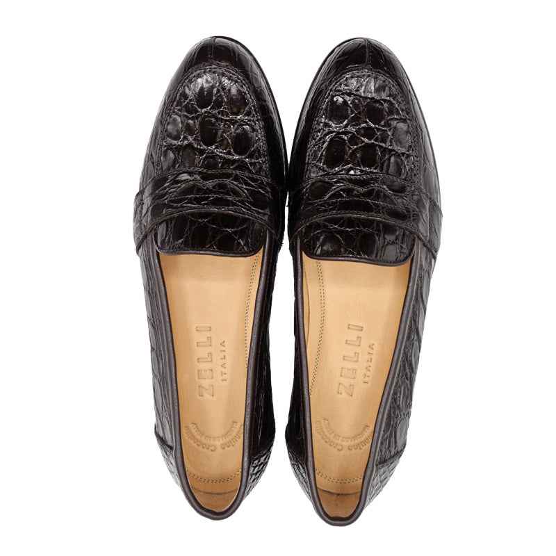 11-119-NIC TUSCANY Crocodile Penny Loafer, Nicotine Shop TEEK ZI