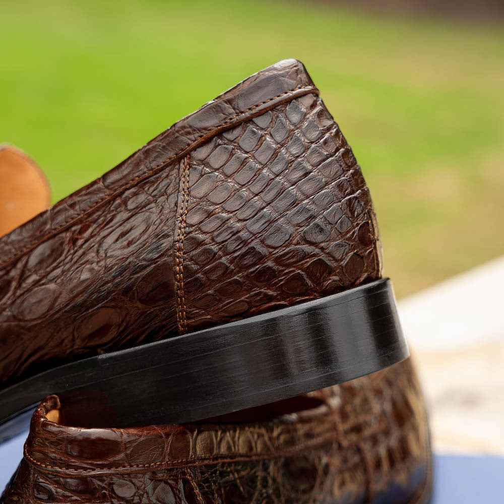 11-201-CGM ROMA Crocodile Penny Loafer, Cognac Shop TEEK ZI