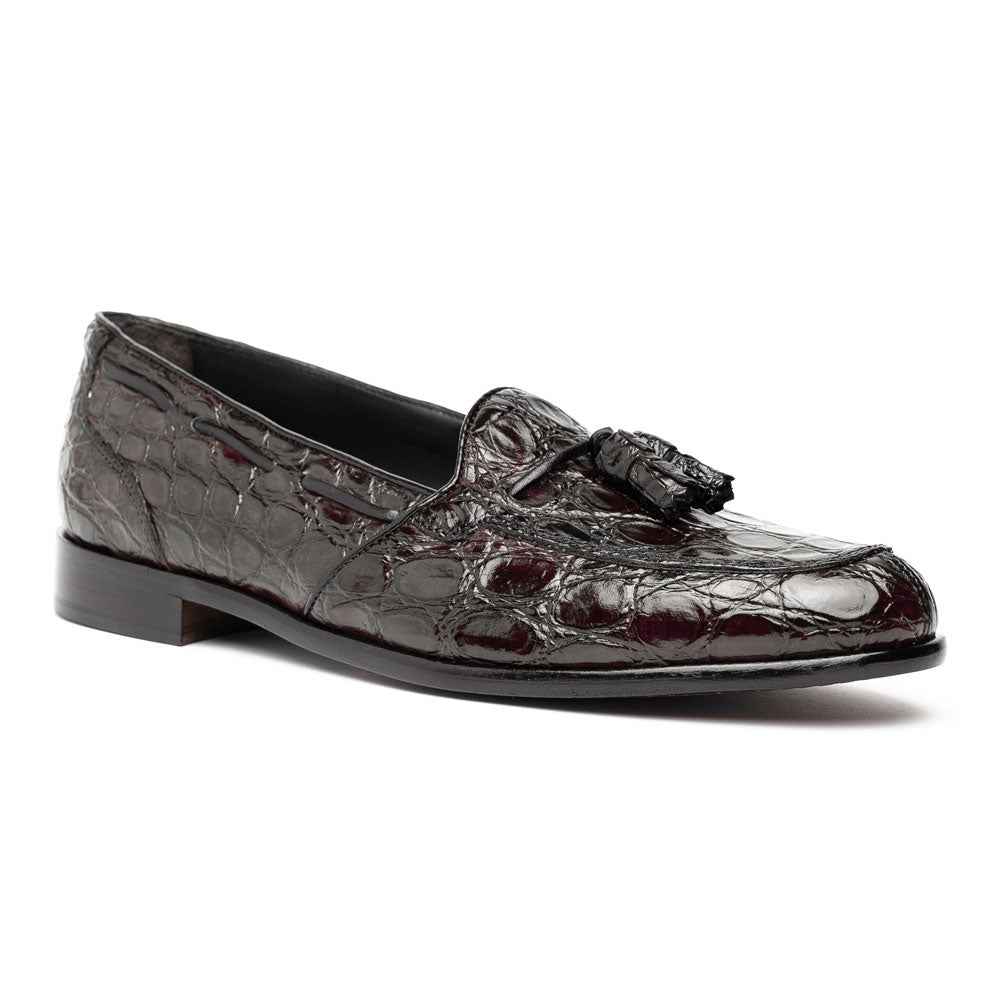 11-582-NIC FRANCO Crocodile Tassel Loafer, Nicotine Sale TEEK ZI