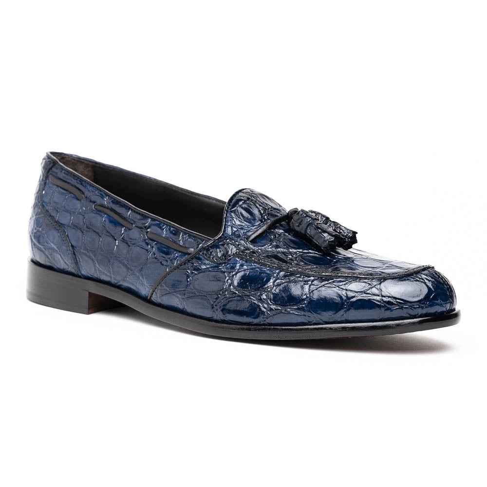 11-582-NVY FRANCO Crocodile Tassel Loafer, Navy Shop TEEK ZI