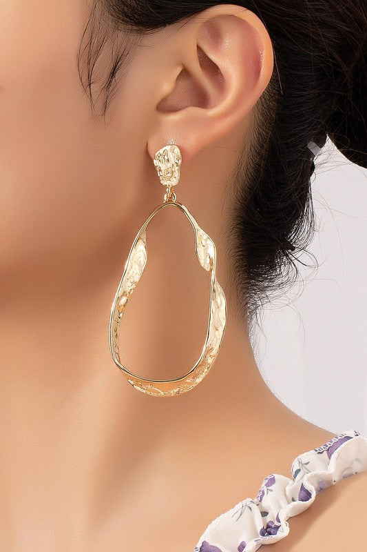 TEEK - Golden Hammered Twisted Hoop Earrings JEWELRY TEEK FG   