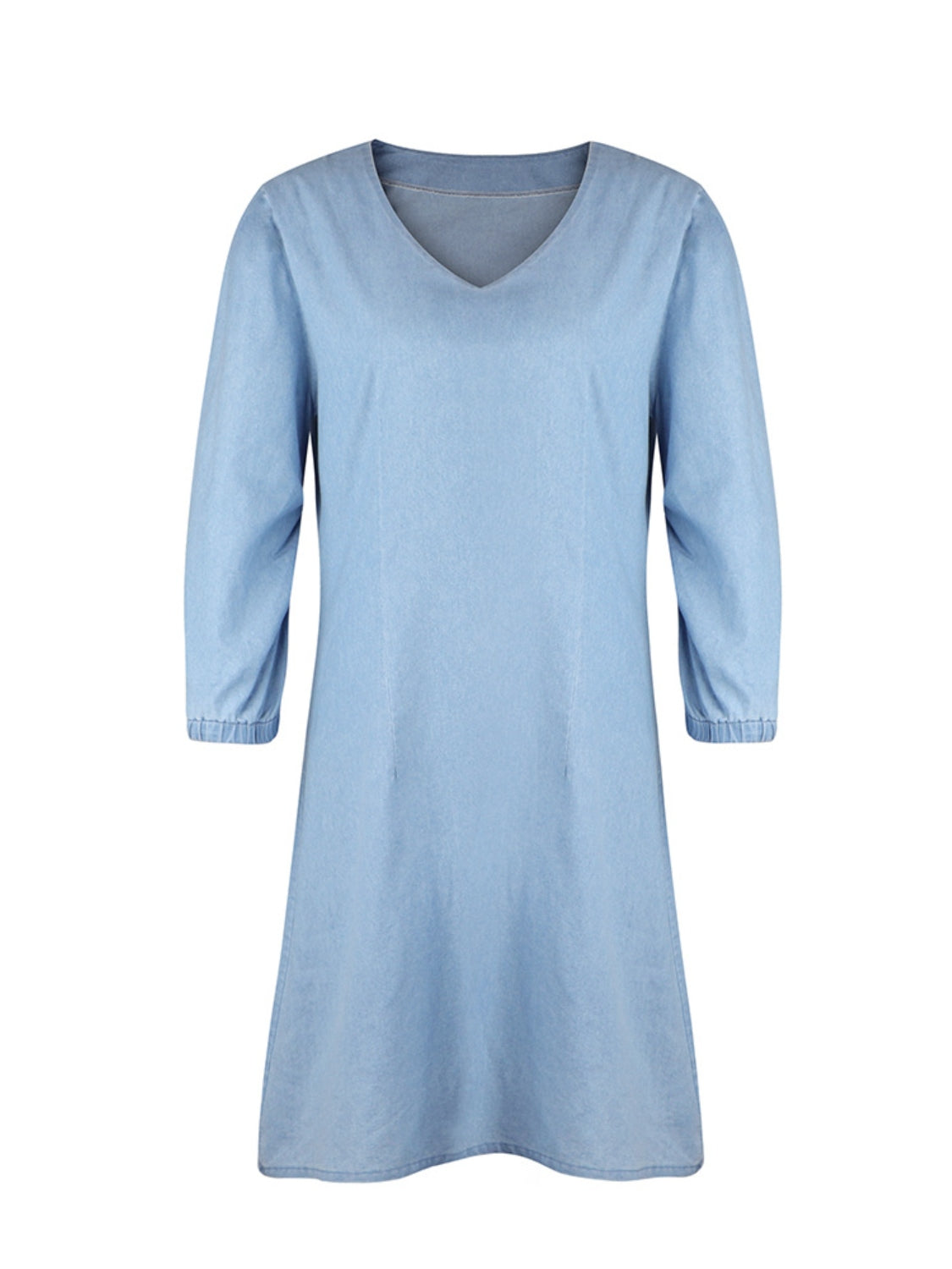 TEEK - V-Neck Half Sleeve Denim Dress DRESS TEEK Trend   