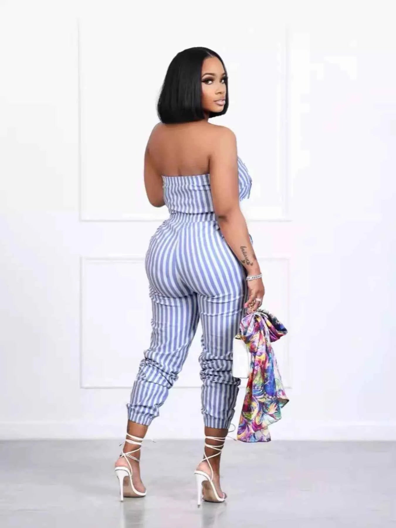 TEEK - Striped Tube Casual Jumpsuit JUMPSUIT TEEK Trend