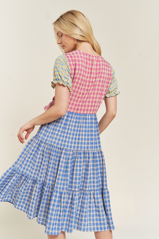 TEEK - MULTICOLOR BLOCK GINGHAM DRESS DRESS TEEK FG   