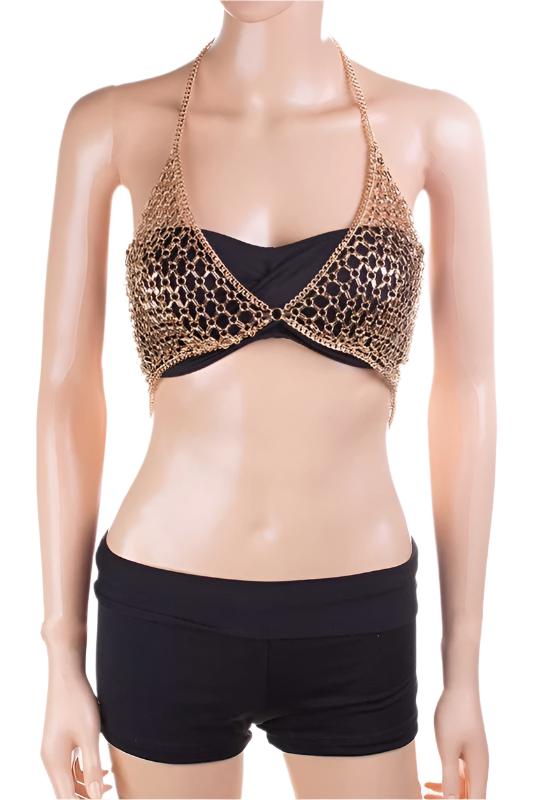 TEEK - Iconic Mesh Metal Bra Chain BRA TEEK FG Gold One Size 