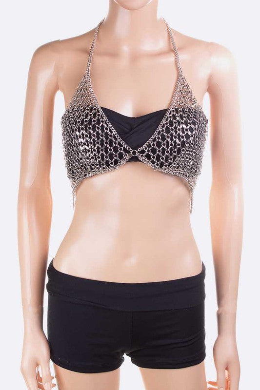 TEEK - Iconic Mesh Metal Bra Chain BRA TEEK FG Rhodium One Size 