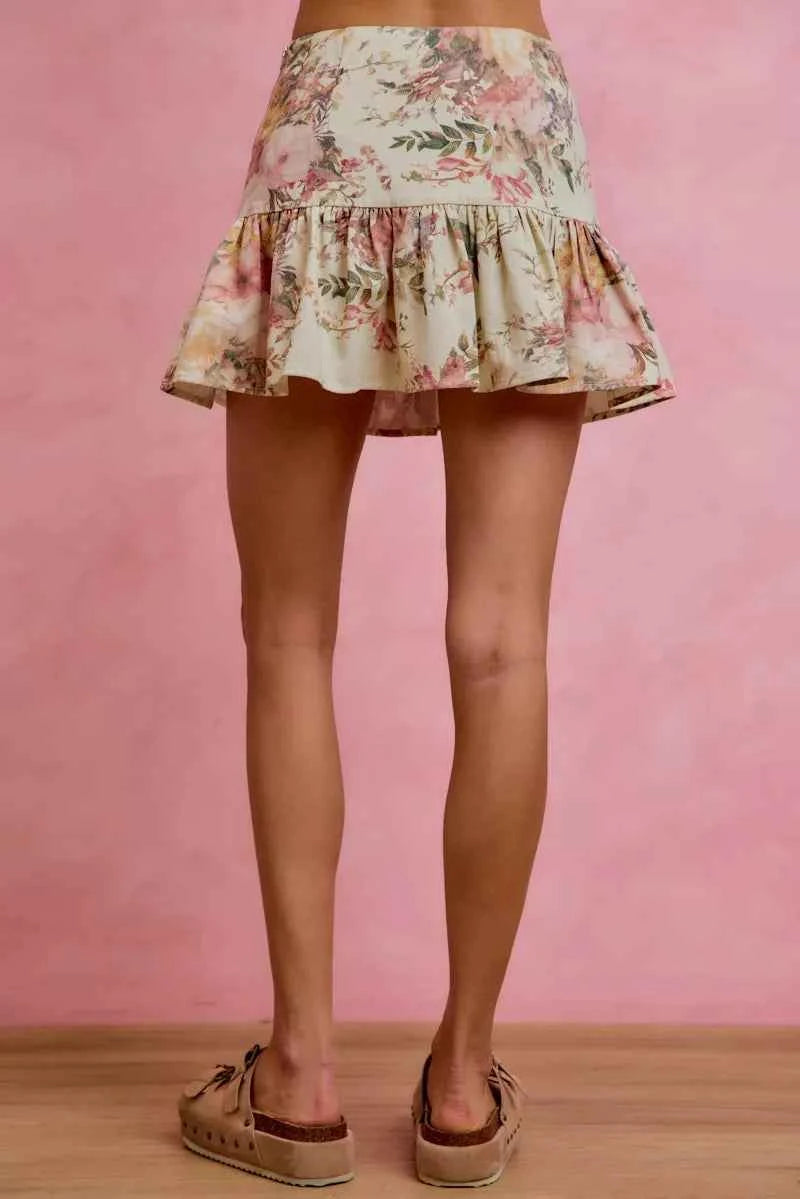 TEEK - Floral Print Fit and Flare Mini Skirt SKIRT TEEK Trend