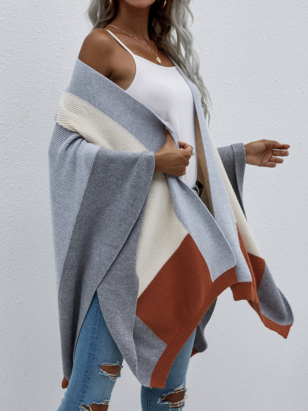 TEEK - Colorblock Knitted Cardigan Shawl SWEATER TEEK W   