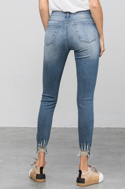 TEEK - Medium Distressed Raw Hem Skinny Jeans JEANS TEEK FG   