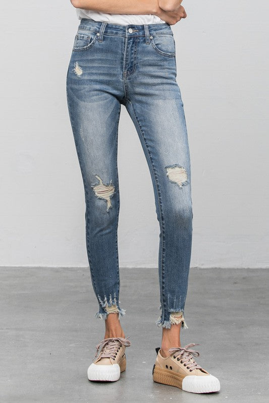 TEEK - Medium Distressed Raw Hem Skinny Jeans JEANS TEEK FG 0  