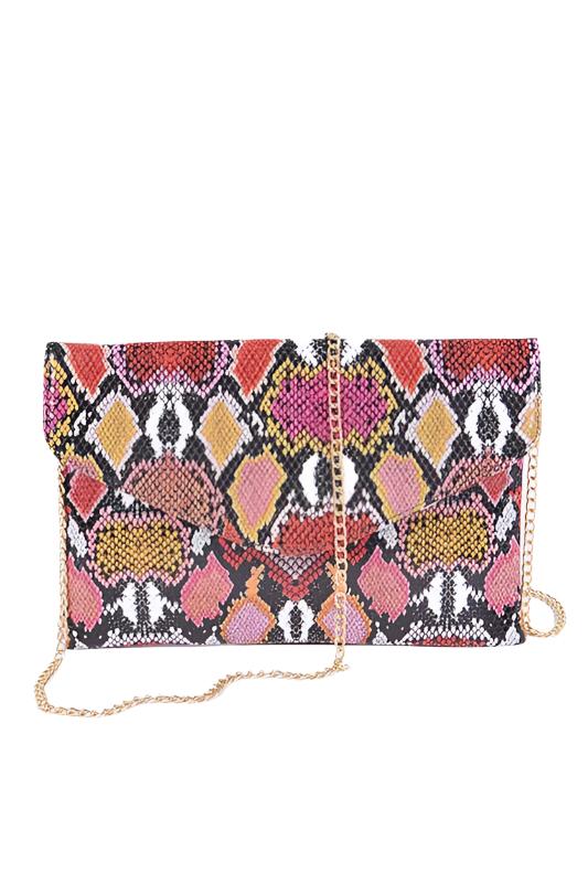 TEEK - Multi Color Python Printed Convertible Envelope BAG TEEK FG Red  