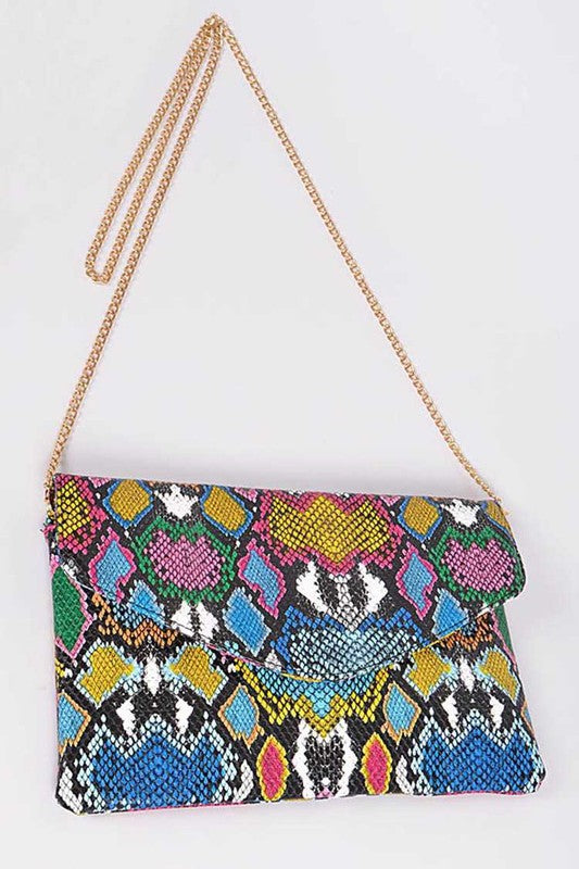 TEEK - Multi Color Python Printed Convertible Envelope BAG TEEK FG   