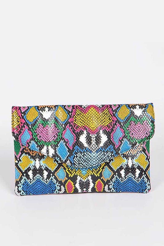 TEEK - Multi Color Python Printed Convertible Envelope BAG TEEK FG Multi  