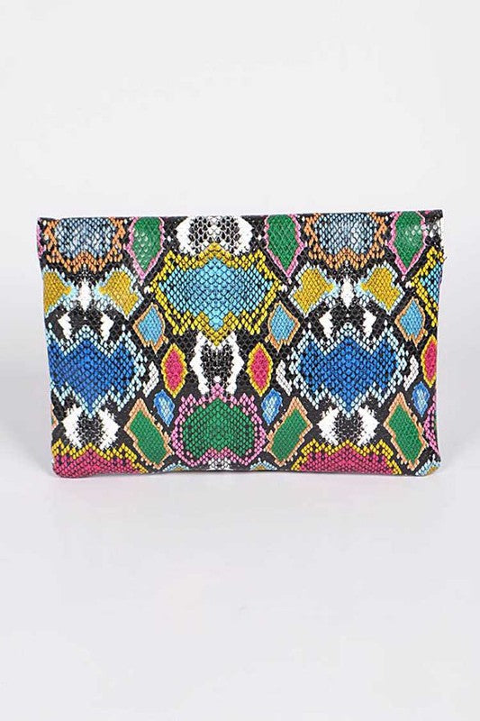 TEEK - Multi Color Python Printed Convertible Envelope BAG TEEK FG   