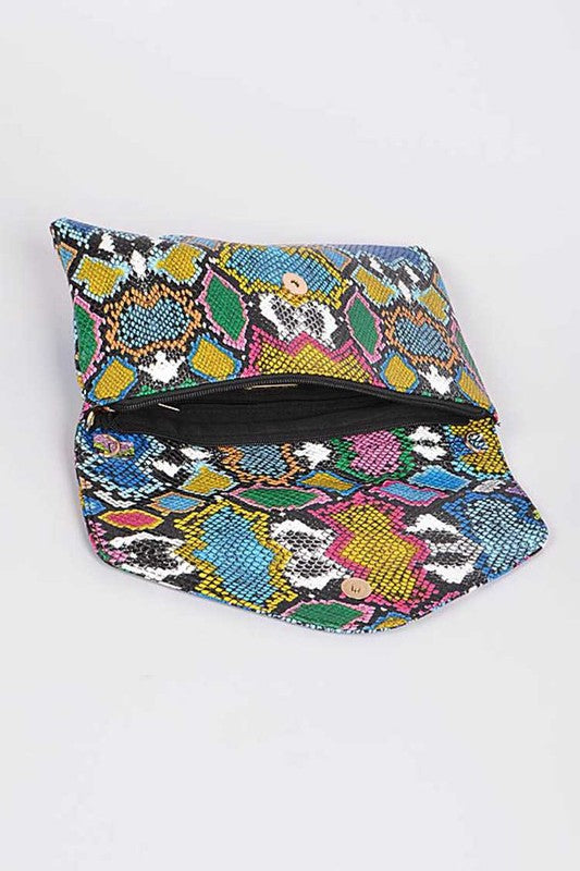 TEEK - Multi Color Python Printed Convertible Envelope BAG TEEK FG   