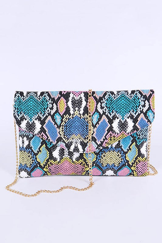 TEEK - Multi Color Python Printed Convertible Envelope BAG TEEK FG   