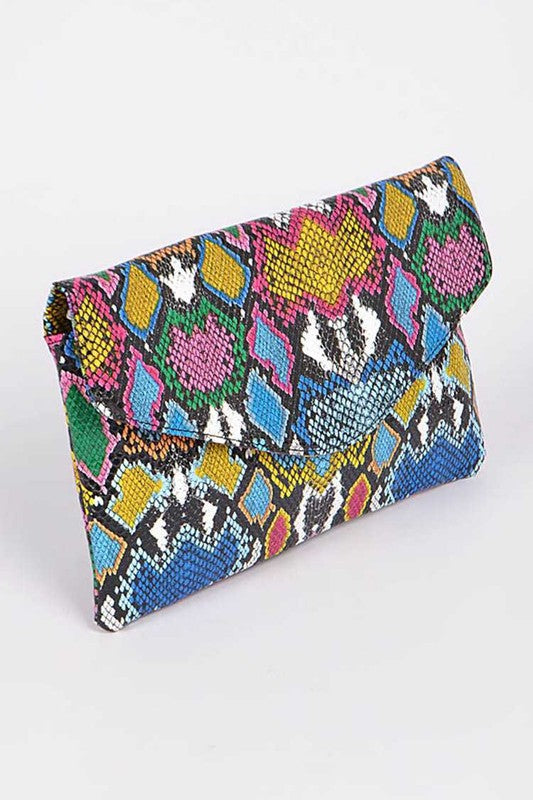 TEEK - Multi Color Python Printed Convertible Envelope BAG TEEK FG   