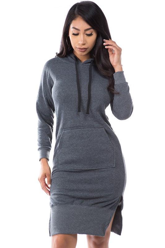 TEEK - CHARCOAL HOODIE DRESS DRESS TEEK FG   