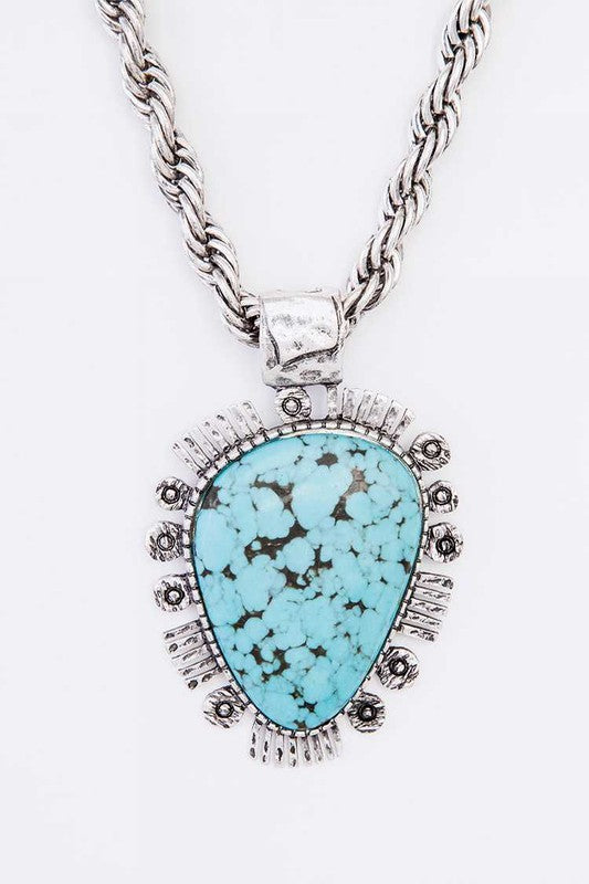 TEEK -Oversize Stone Pendant Necklace Set SET TEEK FG Turquoise  