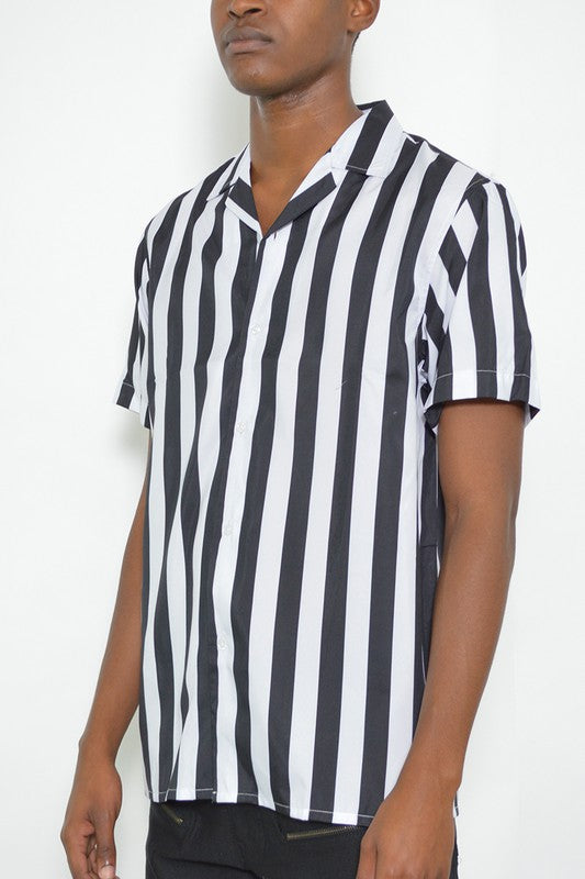 TEEK - MENS SHORT SLEEVE STRIPED BUTTON DOWN SHIRT TOPS TEEK FG   