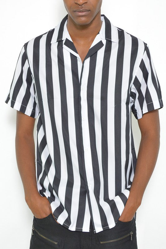 TEEK - MENS SHORT SLEEVE STRIPED BUTTON DOWN SHIRT TOPS TEEK FG   