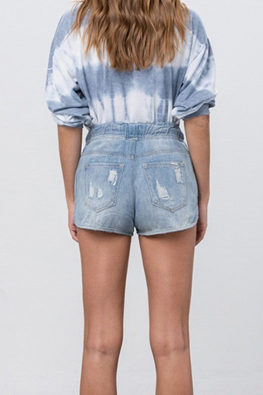 TEEK - Light Wash Drawstring Jogger Denim Shorts SHORTS TEEK FG   