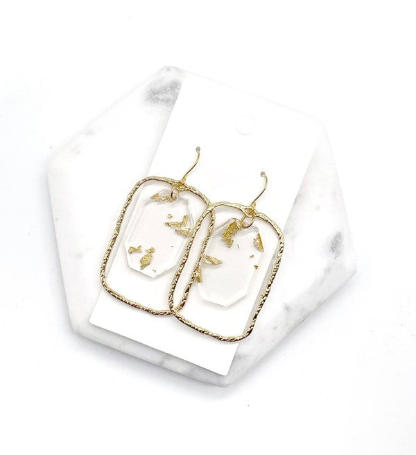 TEEK - Gold Flake Acrylic Chandelier Earrings JEWELRY TEEK FG   