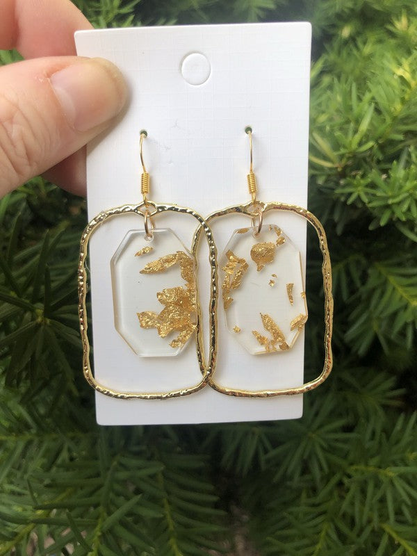 TEEK - Gold Flake Acrylic Chandelier Earrings JEWELRY TEEK FG   