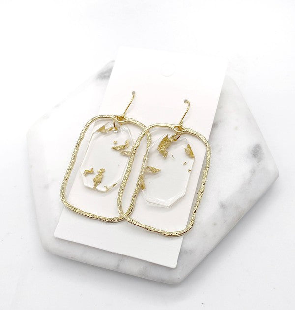 TEEK - Gold Flake Acrylic Chandelier Earrings JEWELRY TEEK FG   