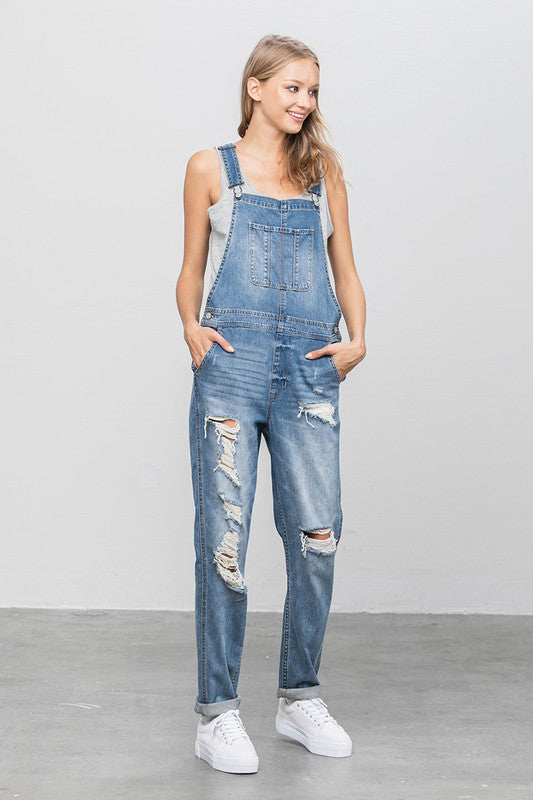 TEEK - MED WASH HEAVY BODY PREMIUM DESTROY OVERALLS OVERALLS TEEK FG   