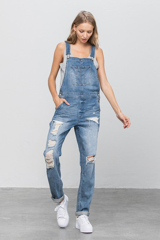 TEEK - MED WASH HEAVY BODY PREMIUM DESTROY OVERALLS OVERALLS TEEK FG   