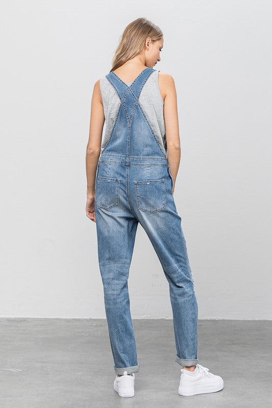 TEEK - MED WASH HEAVY BODY PREMIUM DESTROY OVERALLS OVERALLS TEEK FG   