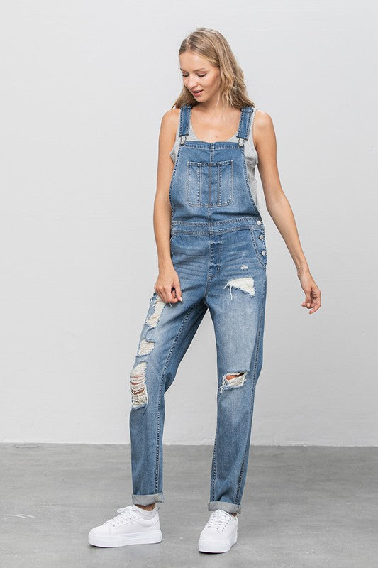 TEEK - MED WASH HEAVY BODY PREMIUM DESTROY OVERALLS OVERALLS TEEK FG   