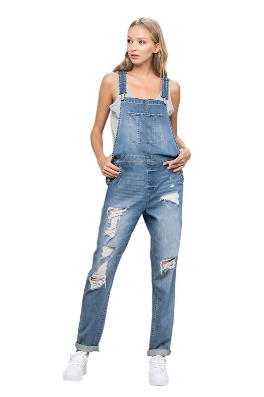 TEEK - MED WASH HEAVY BODY PREMIUM DESTROY OVERALLS OVERALLS TEEK FG S  