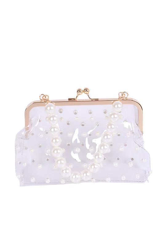 TEEK - Studded Ivory Pearl Clear Iconic Purse Clutch BAG TEEK FG   