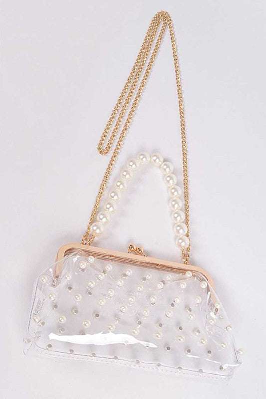 TEEK - Studded Ivory Pearl Clear Iconic Purse Clutch BAG TEEK FG   