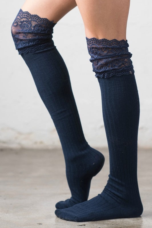 TEEK- Lace Topped Over the Knee Socks SOCKS TEEK FG   