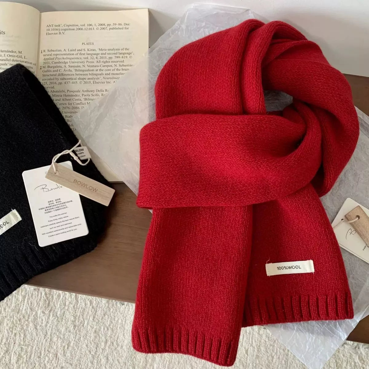 Warm Knitted Scarf Trendsi Red One Size